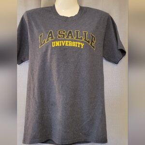 Port and Company Gray T-Shirt with Yellow Print